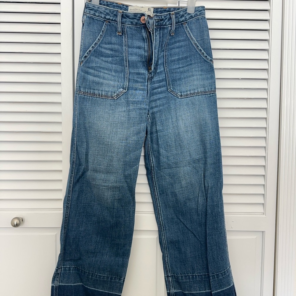 Abercrombie & Fitch Flare Wide Leg Jeans - Indigo